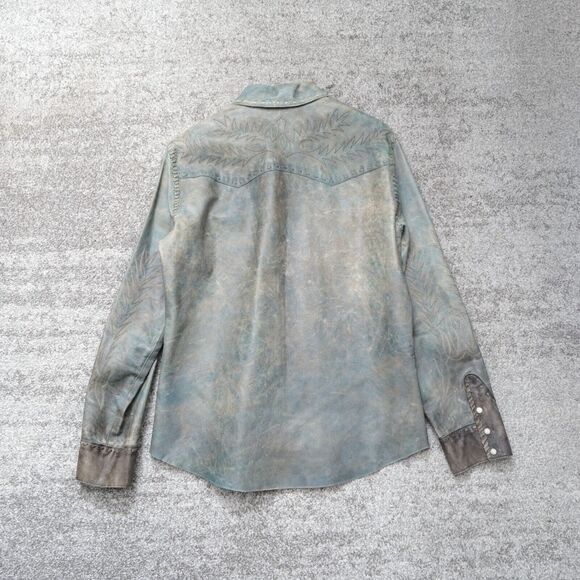 Vintage Polo Ralph Lauren Green Western Leather Shirt Jacket Embroidery Size M‎ - Picture 10 of 10